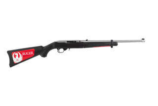 Ruger 1022 rimfire rifle takedown features a synthetic stock and stainless barrel